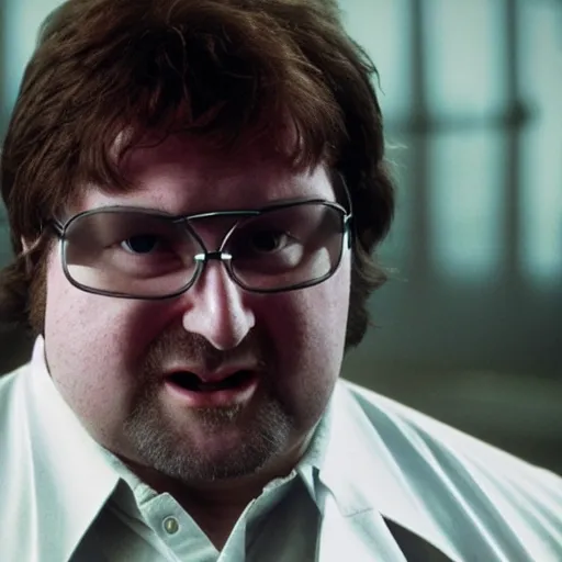 Prompt: gabe newell as neo in the matrix, 4k, high detail, high-resolution photograph