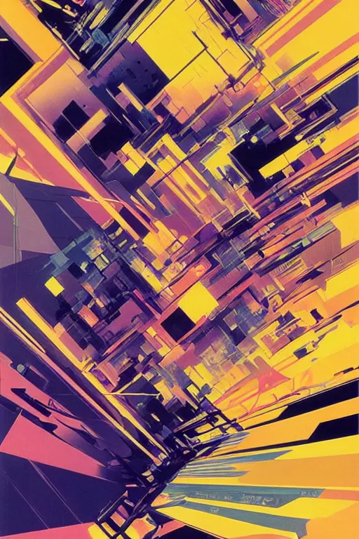 Image similar to wideangle broken tensor fields, cybernetic, madness, decoherence, synthwave, glitch!!, fractured reality, vortex, realistic, hyperdetailed, concept art, art by syd mead, cubism