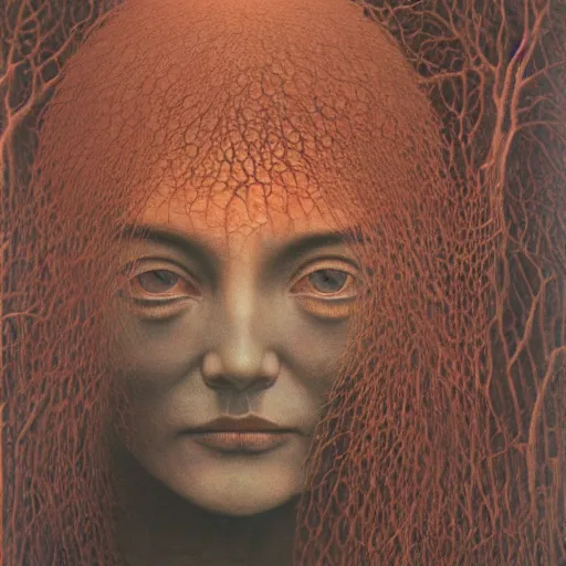 Image similar to Her eyes wide by Zdzisław Beksiński, oil on canvas, intricately detailed artwork, 8k