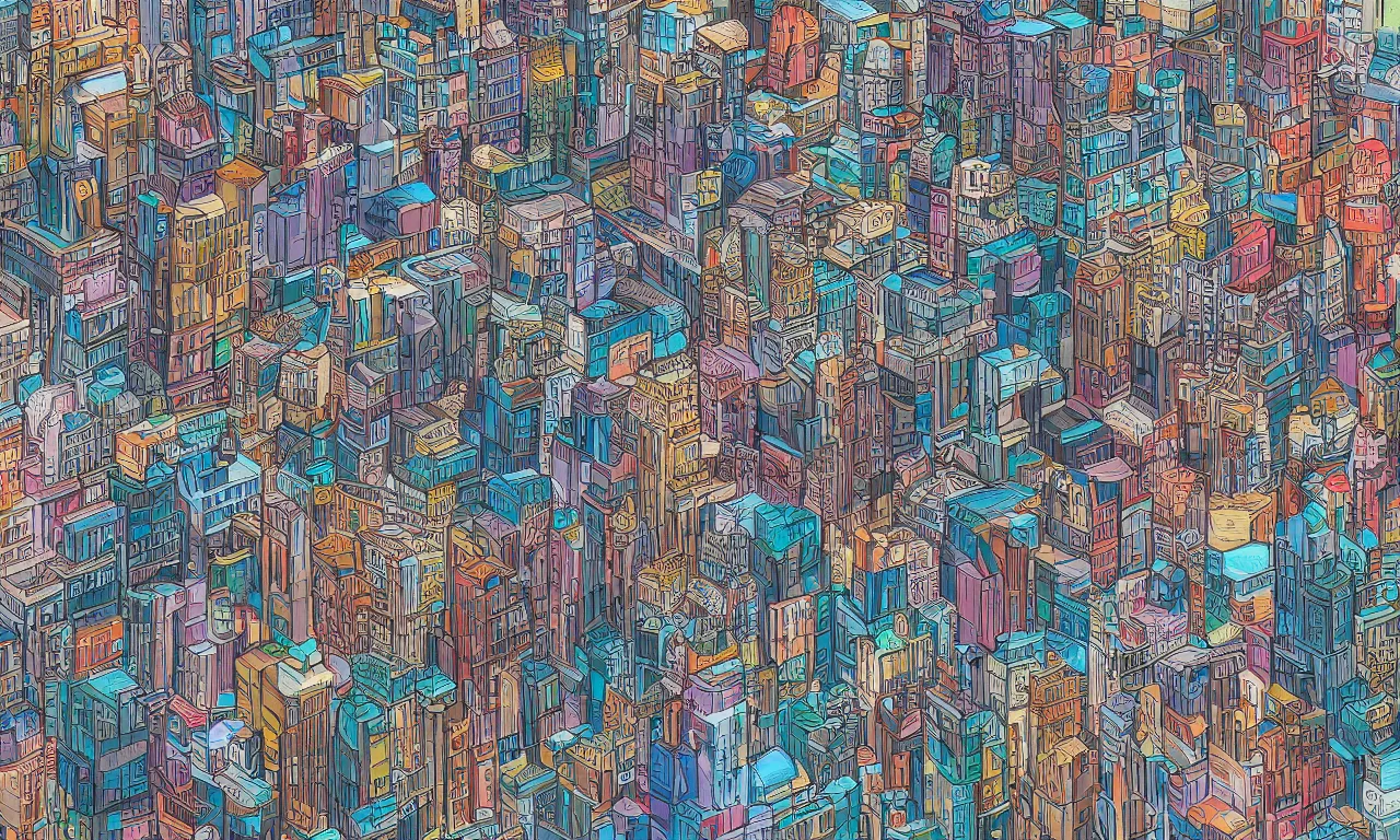 Prompt: twiddle a twoddle, busy cityscape, digital art, 3 d illustration