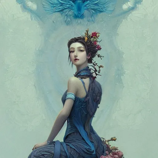 Image similar to aerith gainsborough, intricate, elegant, highly detailed, smooth, sharp focus, award - winning, masterpiece, in the style of tom bagshaw, cedric peyravernay, peter mohrbacher, victo ngai, pinterest, 4 k hd illustrative wallpaper, chinese style