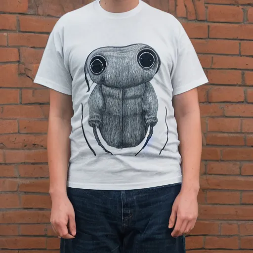 Prompt: tardigrade line art graphic tees