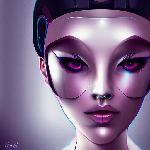 Image similar to face portrait of a robotic woman, sci fi, futuristic, cyber punkinspired by lois van baarle, cinematic, 8 k