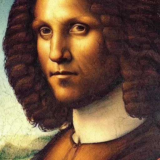 Image similar to portrait of barack obama, short hair. painting by leonardo da vinci