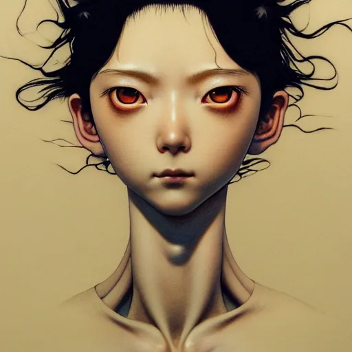 Image similar to prompt : 3 d render hyper real majestic soft light dramatic light portrait painted in miyazaki color style drawn by katsuhiro otomo and takato yamamoto, inspired by fables, china doll face, smooth face feature, intricate oil painting, high detail, sharp high detail, manga and anime 2 0 0 0