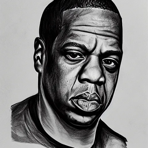 Image similar to jayz, dark ink sketch