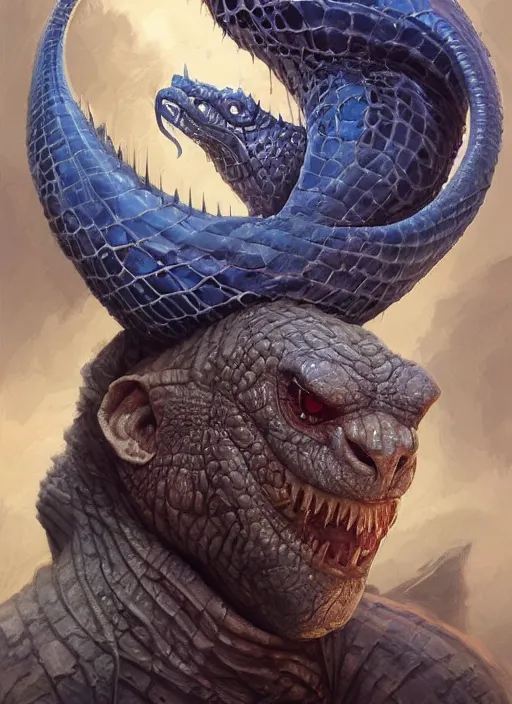 Image similar to jon hamm reptile eyes, blue skin. intricate, elegant, highly detailed, centered, digital painting, artstation, concept art, smooth, sharp focus, illustration, artgerm, tomasz alen kopera, peter mohrbacher, donato giancola, joseph christian leyendecker, wlop, frank frazetta