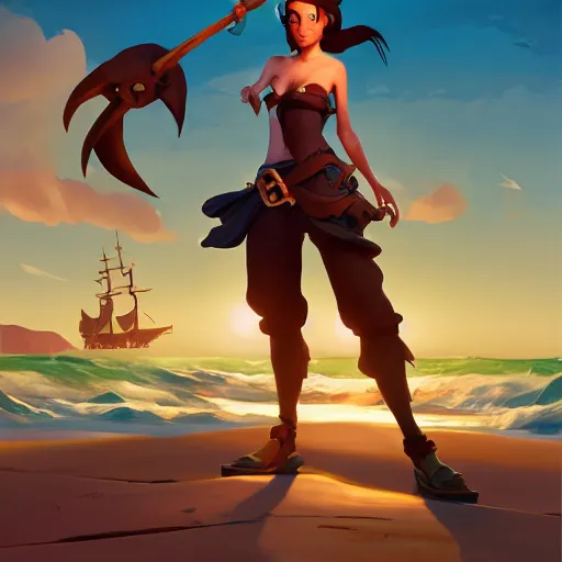 Image similar to jack the pirate mermaid on sea of thieves game avatar hero, behance hd by jesper ejsing, by rhads, makoto shinkai and lois van baarle, ilya kuvshinov, rossdraws global illumination