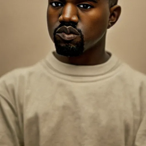 Image similar to the face of young kanye west at 1 7 years old, portrait by julia cameron, chiaroscuro lighting, shallow depth of field, 8 0 mm, f 1. 8