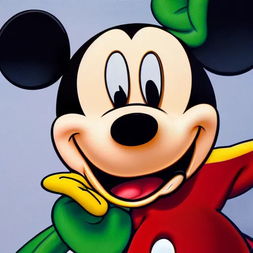 Prompt: mickey mouse with one eye