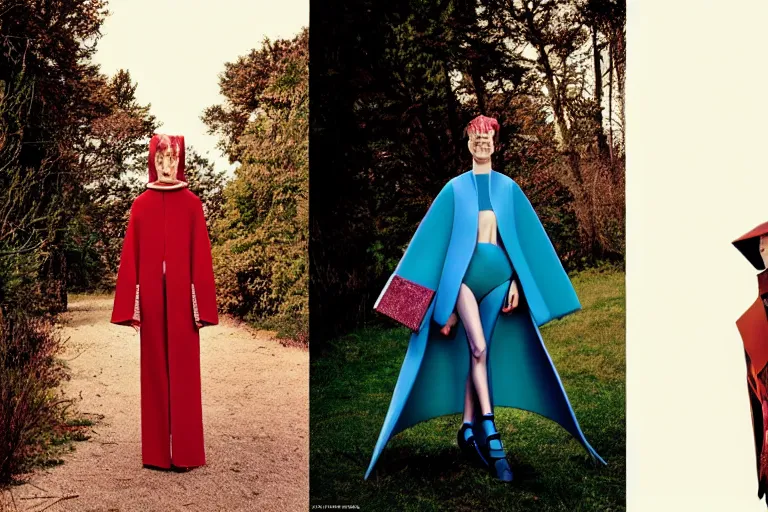 Image similar to fashion editorial in a world inspired by jean giraud moebius, photographed by julia hetta