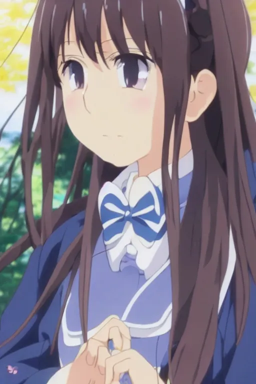 Image similar to high detail portrait of japanese anime high school girl, by kyoto animation, by Makoto Shinkai