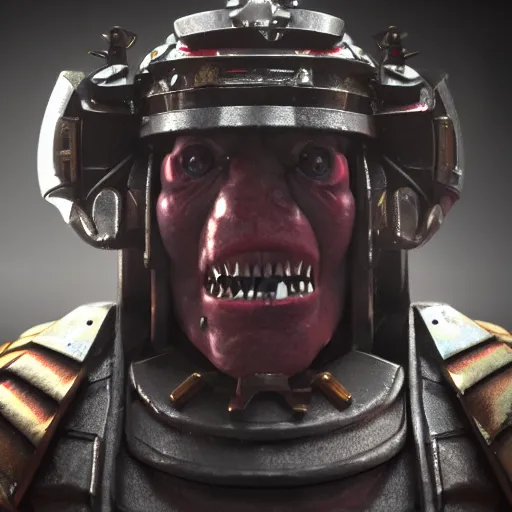 Image similar to very sad crying guardsman in a space hulk from warhammer 4 0 k darktide : : octane render, unreal engine 5, cinematic lighting : : face close up, crying eyes