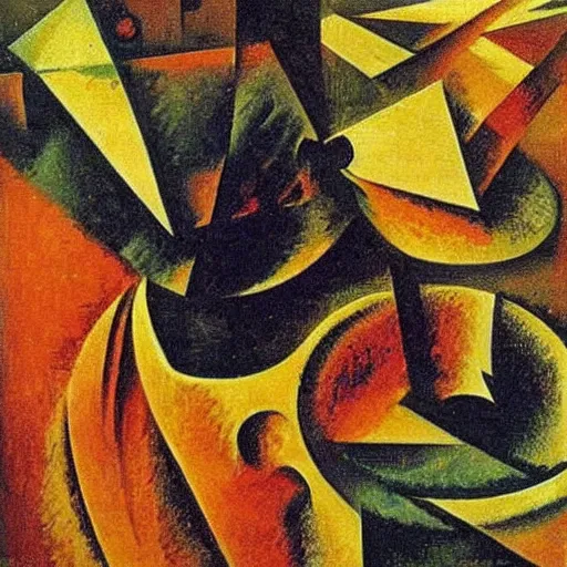 Prompt: shapes by Umberto Boccioni