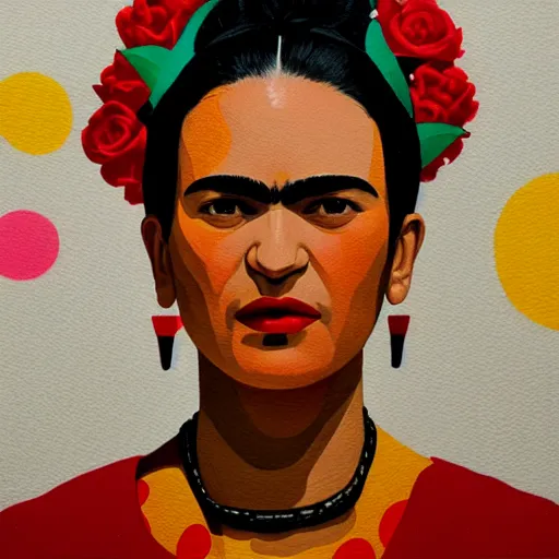 Prompt: Frida Khalo profile picture by Sachin Teng, asymmetrical, Organic Painting , Matte Painting, geometric shapes, hard edges, graffiti, street art:2 by Sachin Teng:4