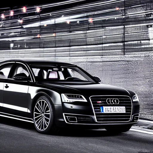 Image similar to black audi a8 racing at night in bucharest