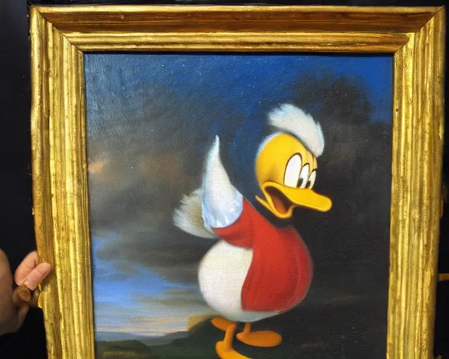 Prompt: detailed old renaissance oil painting of Donald Duck