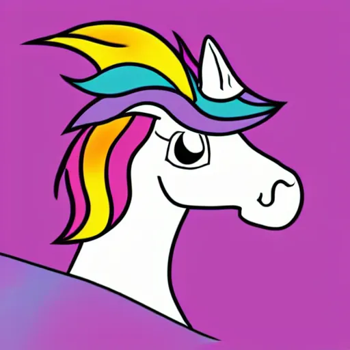 Image similar to Rainbow Pirate Unicorn profile picture for social media sites. Limited palette, crisp vector line