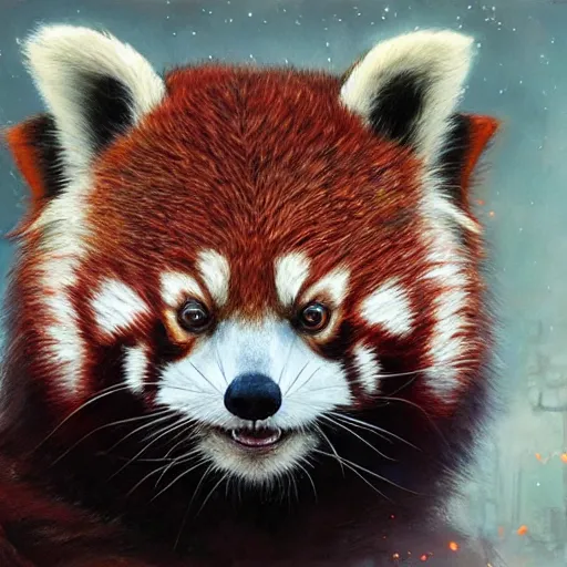 Image similar to red panda as a realistic fantasy knight, closeup portrait art by donato giancola and greg rutkowski, realistic face, digital art, trending on artstation, symmetry!!