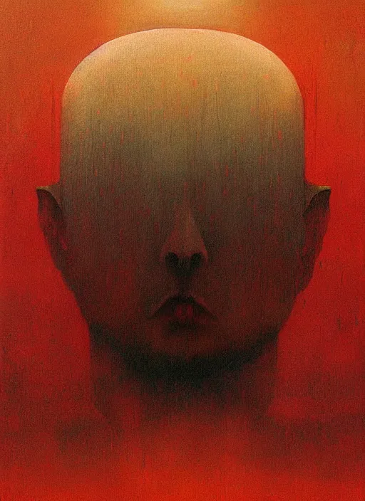 Image similar to A painting in a style of Beksinski featuring Elon Musk. Very detailed, symmetry