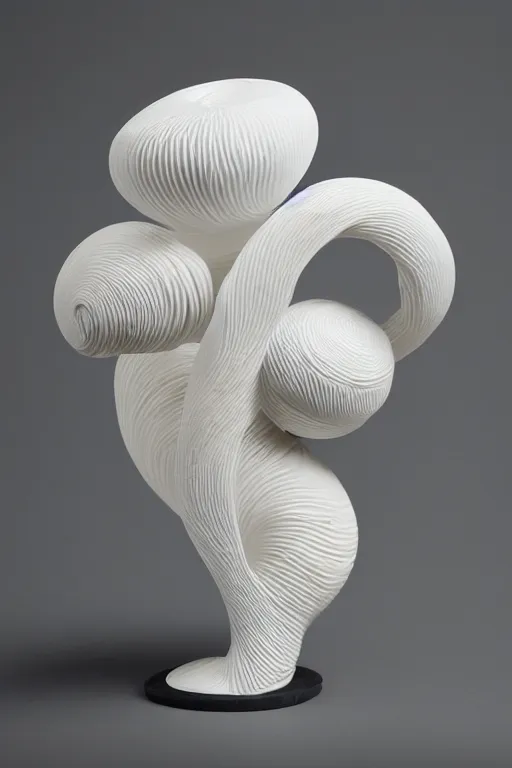 Prompt: a beautiful crafted and rendered abstract, porcelain sculpture, that is turning itself inside, rotated, hyperrealistic and high details and minimalistic ornaments