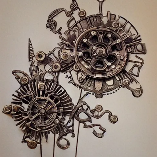 Prompt: Steampunk flowers