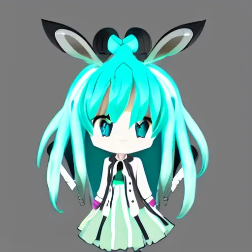 Image similar to Hatsune Miku in RWBY style