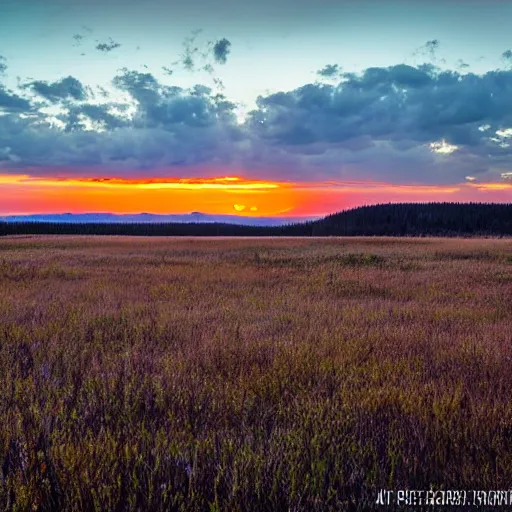 Prompt: alberta prairie at sunset