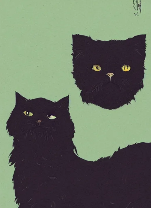 Image similar to concept portrait of black persian cat staring contemptuously at people, artstation, art by petros afshar, tom whalen, laurie greasley and greg rutkowski and ilya kuvshinov