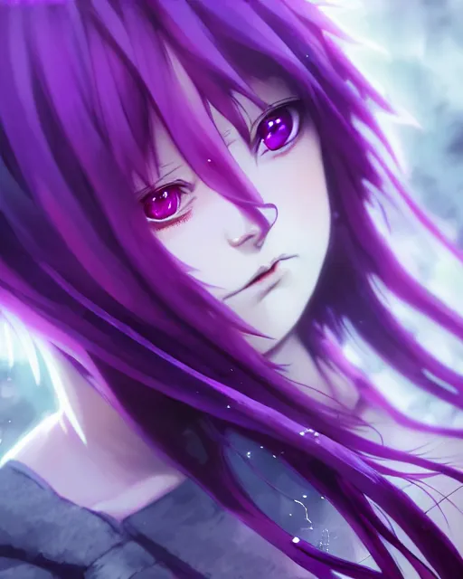 Prompt: attractive long purple haired gothic magical girl anime character screenshot, anime, intricate, sharp focus, illustration, highly detailed, digital painting, cell shaded, concept art, matte, art by ilya kuvshinov and kyoto animation and wlop, anime character by ruan jia and greg rutkowski, studio quality, masterpiece