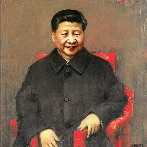 Image similar to xi jinping by antonio mancini 1 8 7 4