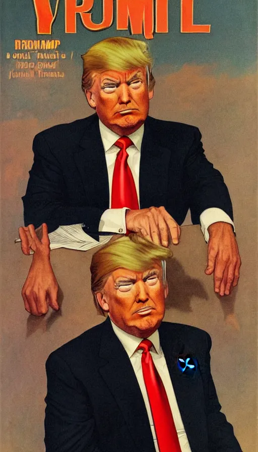 Prompt: donald trump criminal. portrait by and jean giraud and anton otto fischer and john philip falter