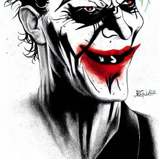 Image similar to the joker drawn by ben templesmith