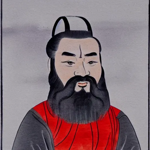 Image similar to confucius wearing vr headset, chinese ink painting