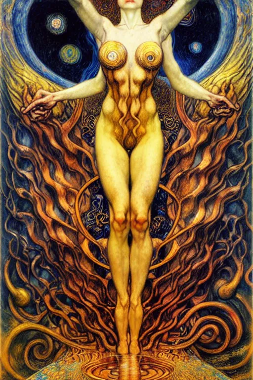 Image similar to Divine Chaos Engine by Karol Bak, Jean Delville, William Blake, Gustav Klimt, and Vincent Van Gogh, symbolist, visionary