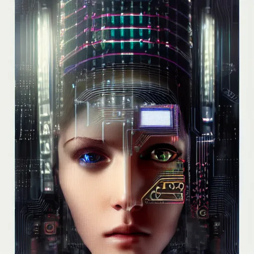 Image similar to a face covered in computer circuits, scifi, bladerunner, cyberpunk, very detailed eyes, 8 k resolution, by wlop, greg rutkowski