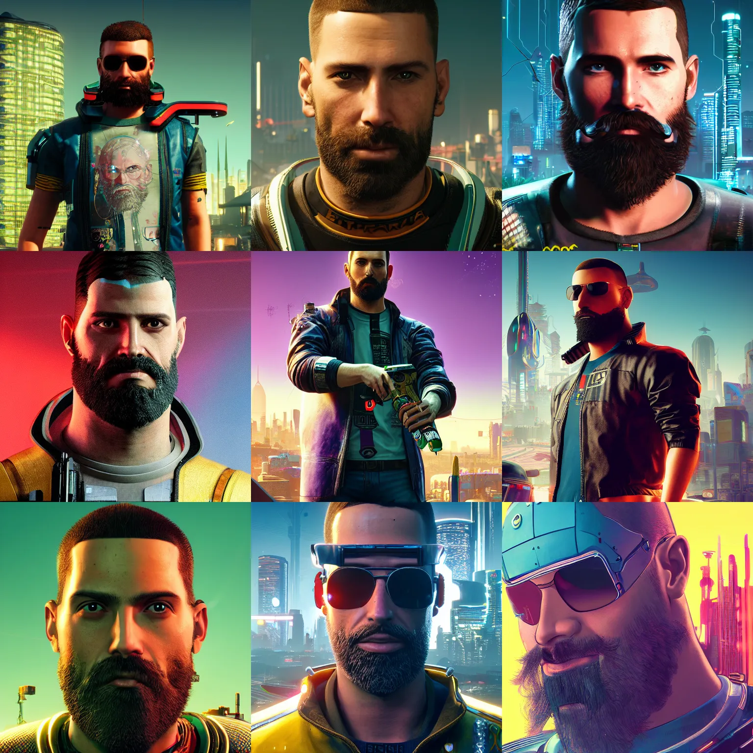 Prompt: bearded isaac a arthur, science and futurism portrait in cyberpunk 2 0 7 7 3 8 4 0 x 2 1 6 0 cosmos