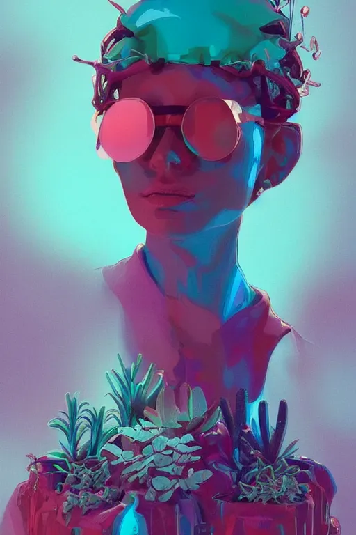 Prompt: epic 3 d abstract 🇵🇷 headset hacker, spinning hands and feet, 2 0 mm, plum and teal peanut butter melting smoothly into asymmetrical succulents and limbels, liquid, beautiful, intricate, houdini sidefx, trending on artstation, by jeremy mann, ilya kuvshinov, jamie hewlett and ayami kojima