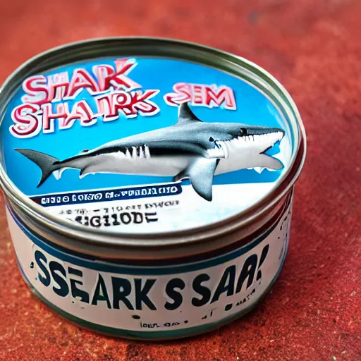 Prompt: Can of Shark SPAM, high quality photo advertisement