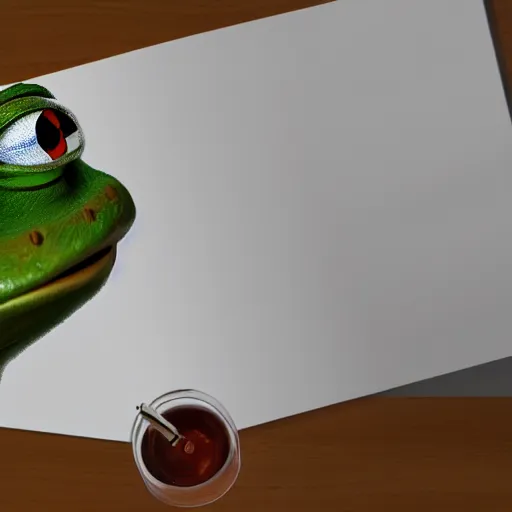 Image similar to pepe the frog, being depressed and drinking alcohol, photorealistic, 8 k