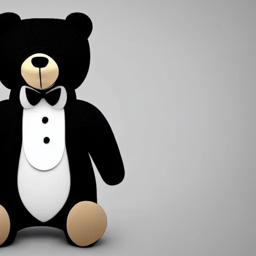 Image similar to a cartoon bear wearing a tuxedo, cinematic, realistic