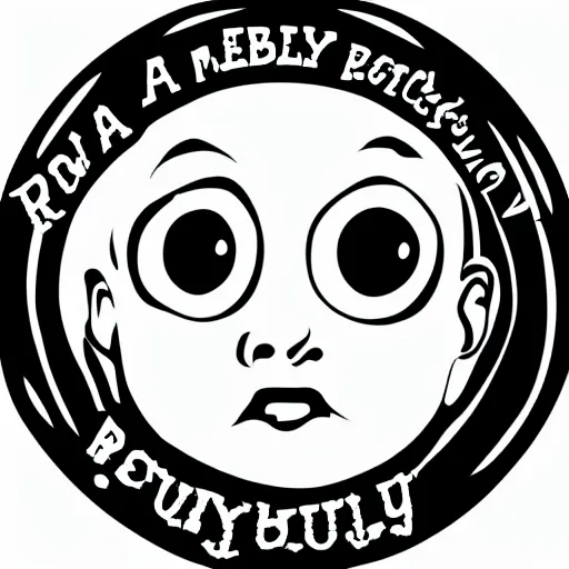 Image similar to a really ugly baby making a weird face, black and white vector art