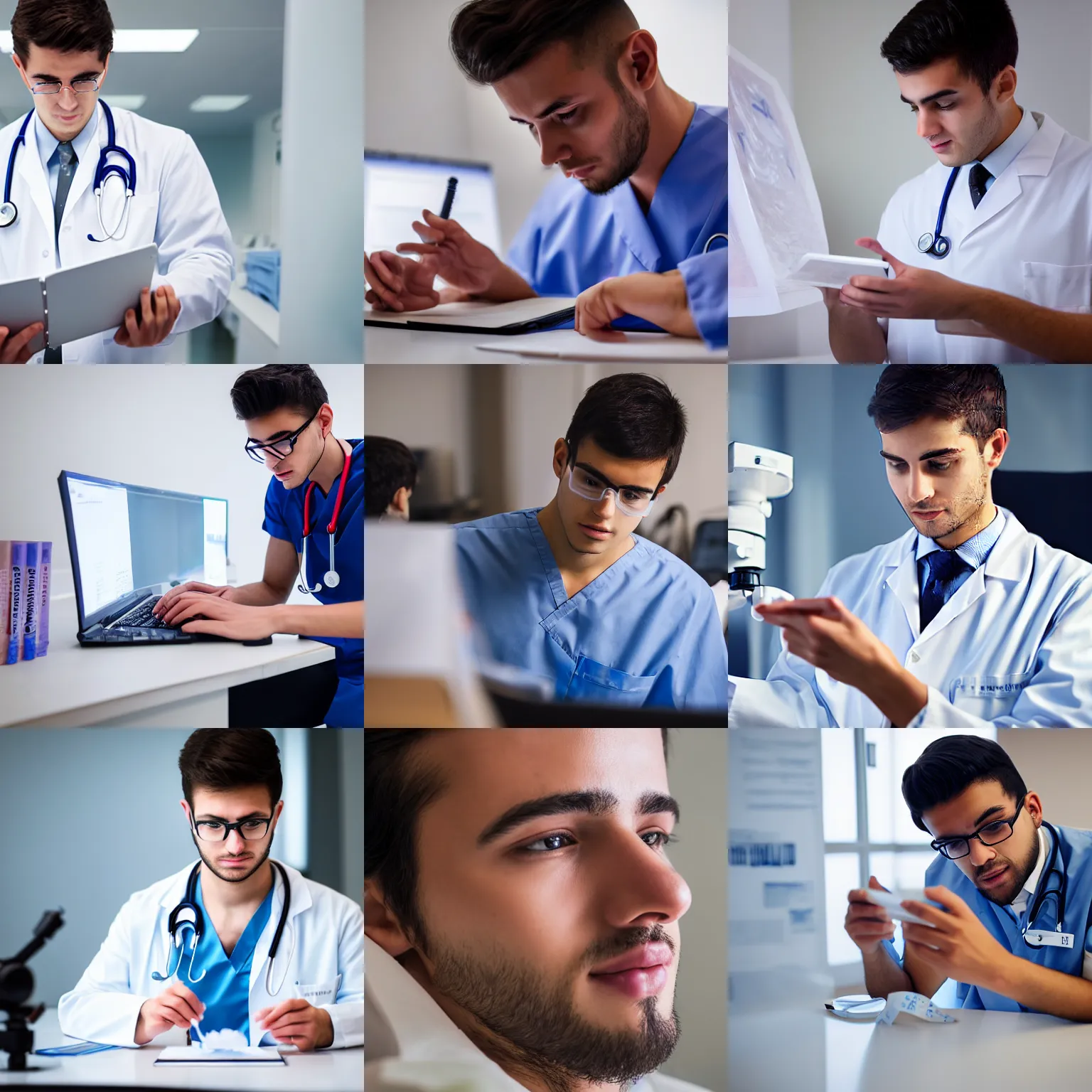 Prompt: young male medical student doing research on differentiated vulvar intraepithelial neoplasia, photography, realistic, 8 k hd