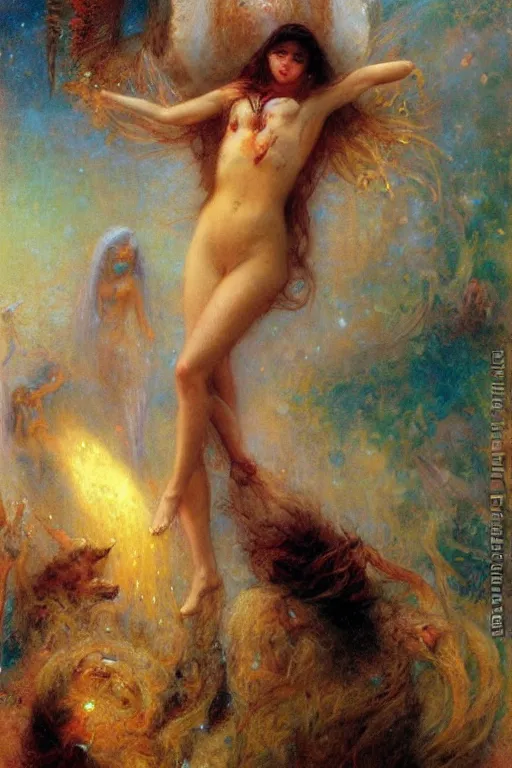 Image similar to dream of the endless. art by gaston bussiere.