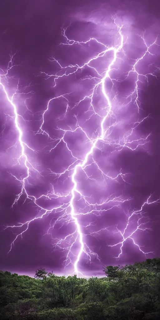 Prompt: high quality digital artwork of a colorful purple red magical white lightning storm on tall stony mountains