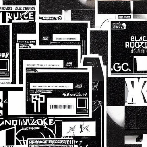 Prompt: black on white stickers graphic design in style of david rudnick, eric hu, guccimaze, acid, y 2 k, 4 k sharpening,