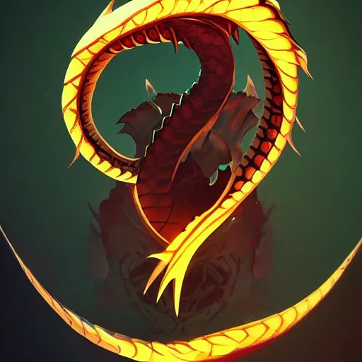 Image similar to Portrait of the Dragon Ouroboros in the style of Dreamworks, toon aesthetic, stylized character, 3d render, Trending on artstation , HD quality, dramatic light, octane