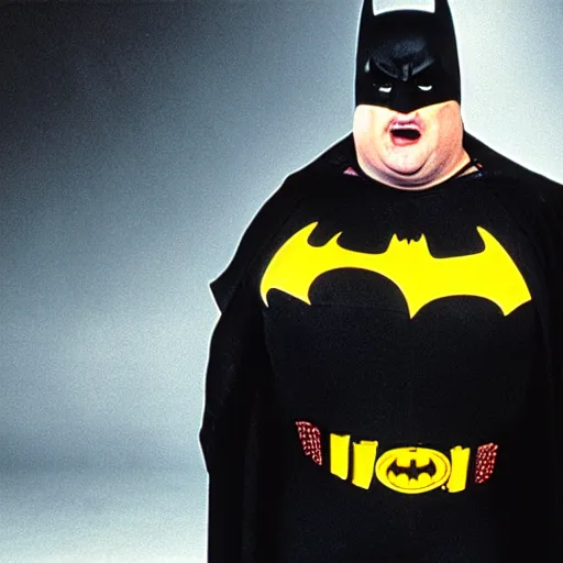 Prompt: Chris Farley as Batman