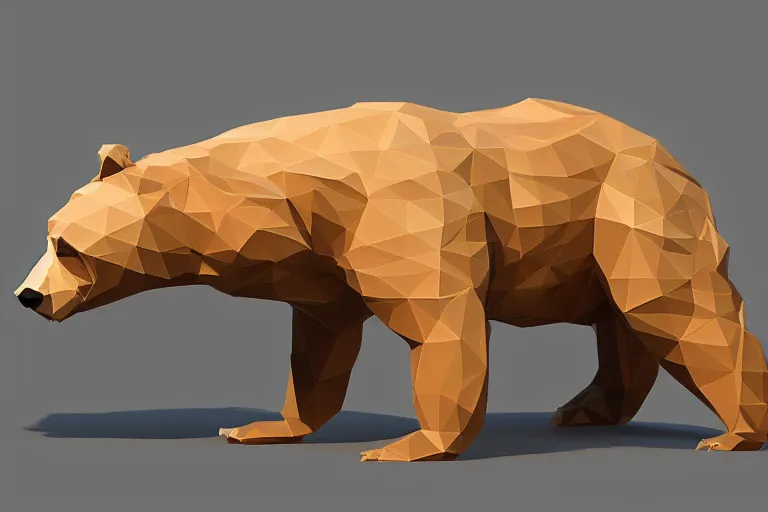 Image similar to low poly, bear, high detailed, 4 k, 3 d render