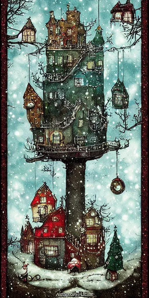 Prompt: a christmas card scene by alexander jansson